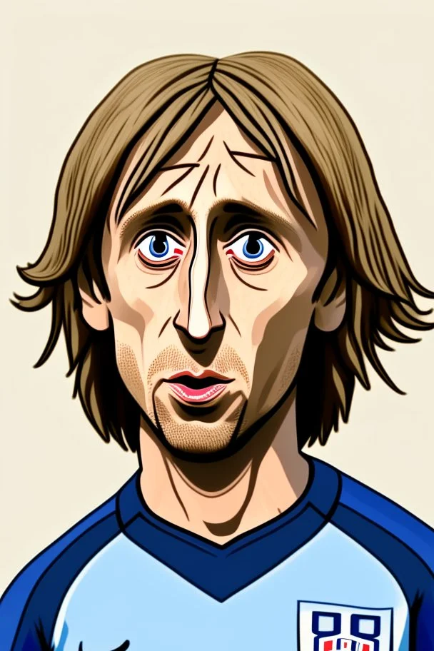 Luka Modric Croatian soccer player 2d cartoon