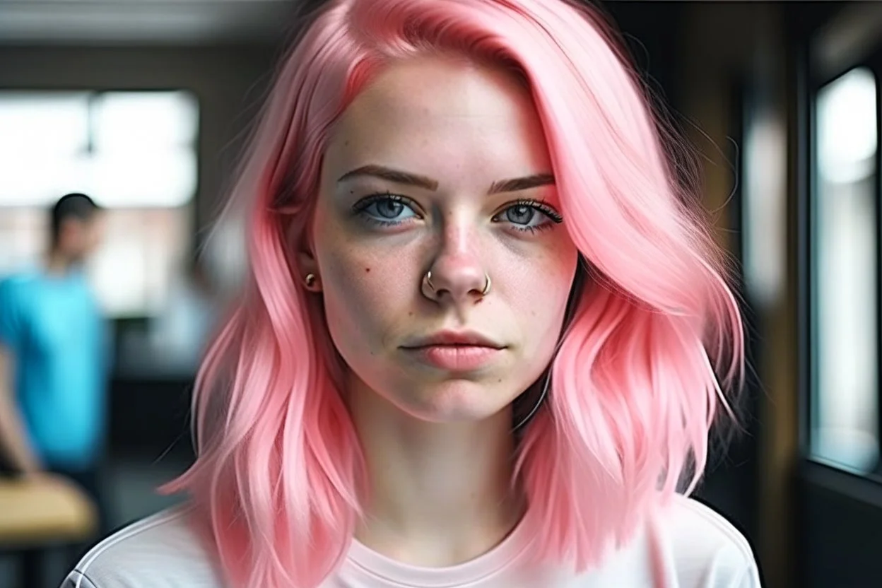 woman with pink hair