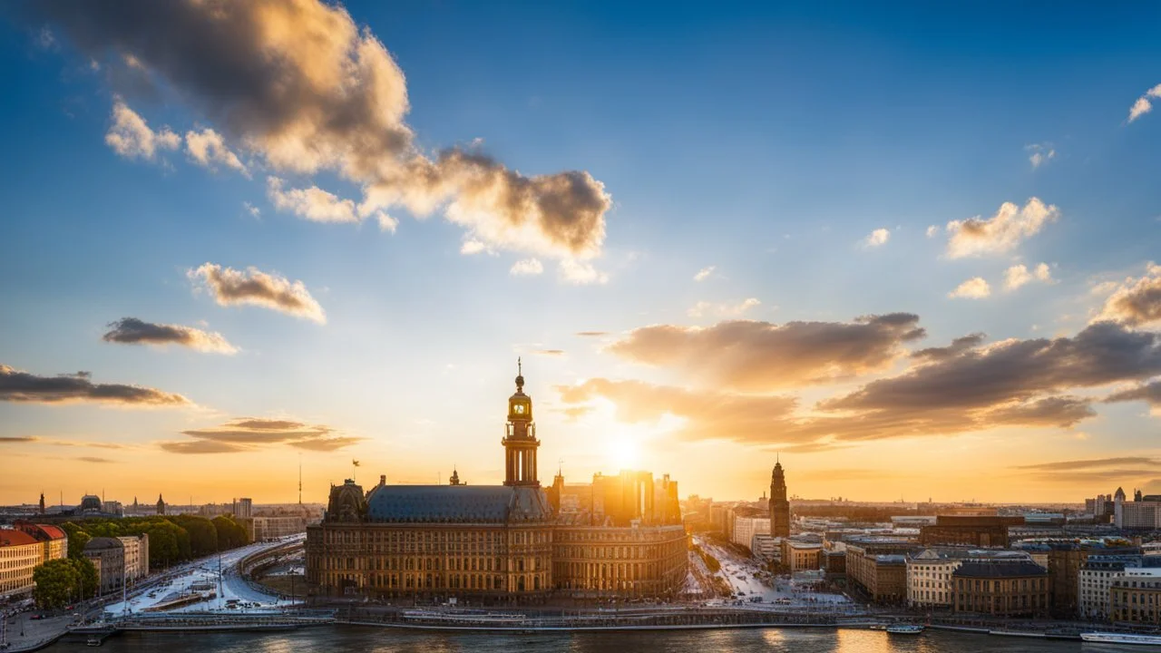 desktop wallpaper ,Germany,Berlin city sight seeing ,blue sky nice clouds,golden hour