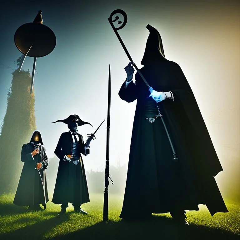 The Grim Reaper and a plague doctor in Lollipop world, considering the future of the universe, art by Elliot Erwitt