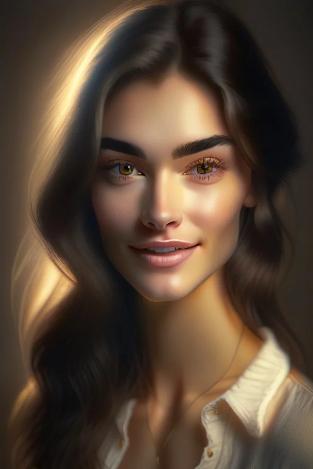 (masterpiece), realistic, (27yr old female), beautiful face, wearing a Simple beige shirt and denim skirt, studio lighting, cinematic light, beautiful woman, beautiful black eyes, milk beige middle hair, perfect anatomy, very cute smile, princess eyes , (black eyes), (head frame), center image, style, bioluminescent, 8 life size, 8k Resolution, human hands, curiously complete, elegant, close to perfection, dynamic, highly detailed, character sheet, concept art, smooth, positioned so that their b