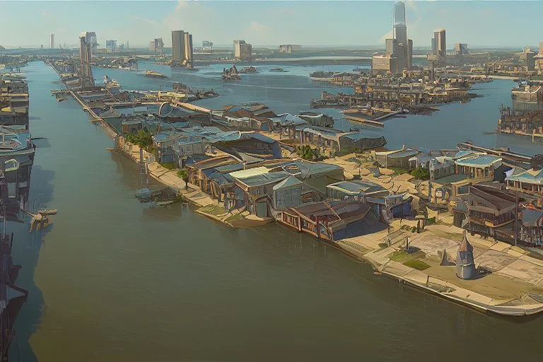 A new orleans style port city on a river delta