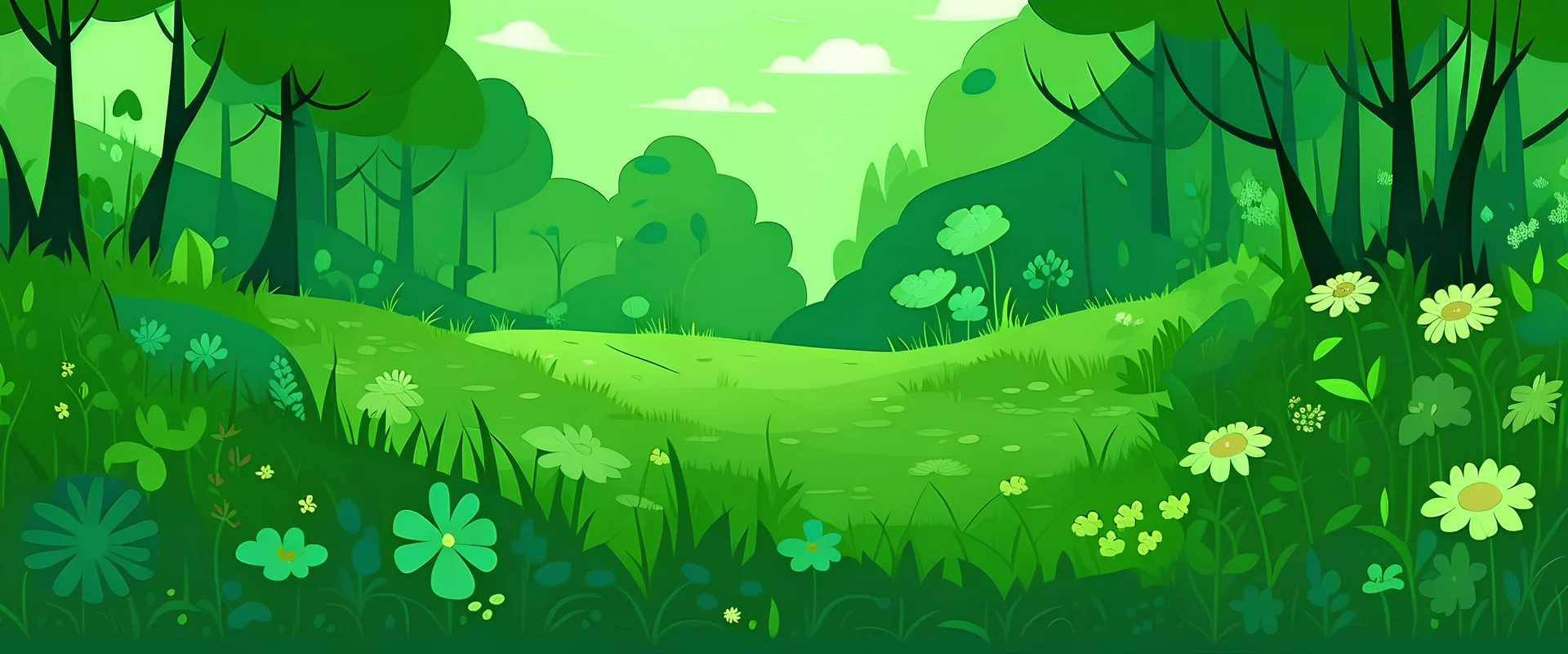 Flat green glade