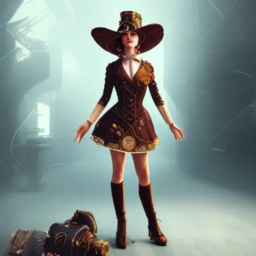 steampunk, person dancing, full-body