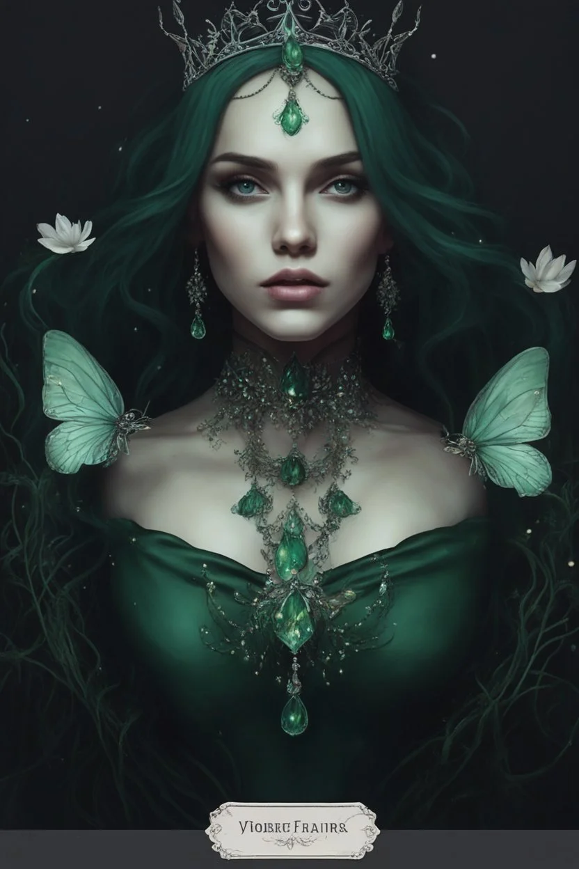 Dark green hair, elven crown emerald Water lilies long hair lotus night Fairy princess rapunzel hair queen crown dragonflies fireflies elven tiara flowers fairy wings gothic dark green