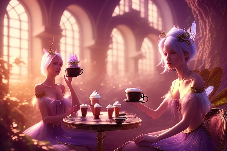 Magical fantasy fairy coffee shop 8k