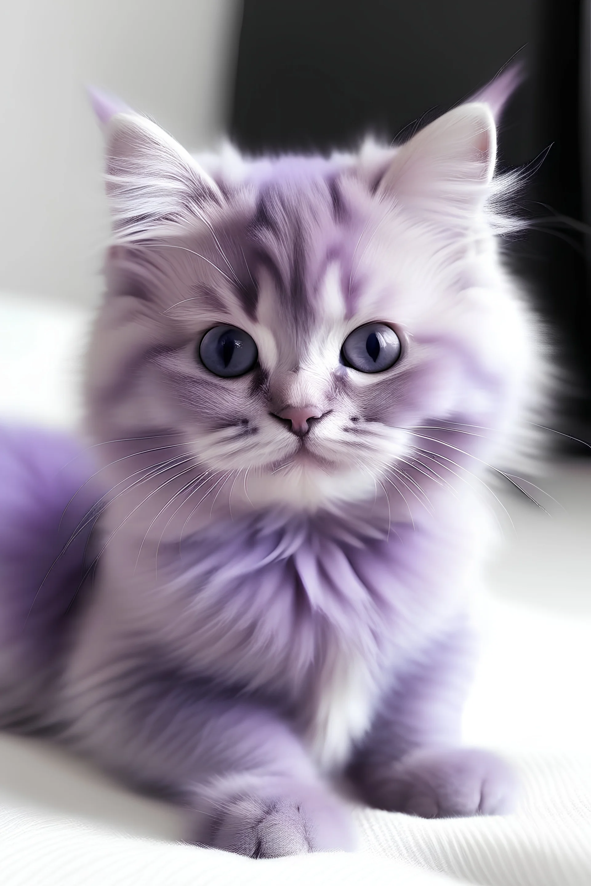 A cute little cat that’s purple