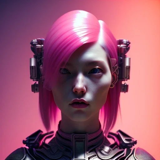 Pink hair Woman, samurai, cyberpunk, neon, highly detailed, art stations, concept art, smooth, unreal engine 5, god rays, ray tracing, RTX, nanite polygons, lumen lighting, ultra detail, volumetric lighting, 3d, finely drawn, high definition, high resolution, gradient background