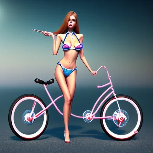 bikini woman on tricycle