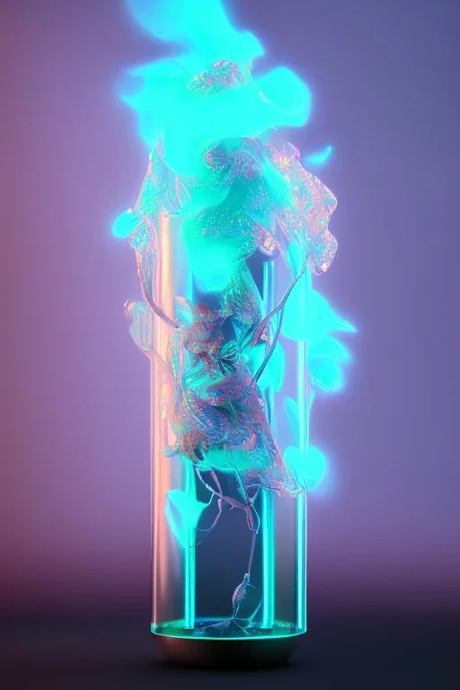 Futuristic Neon crystal dancing Gods smoke glass fire water