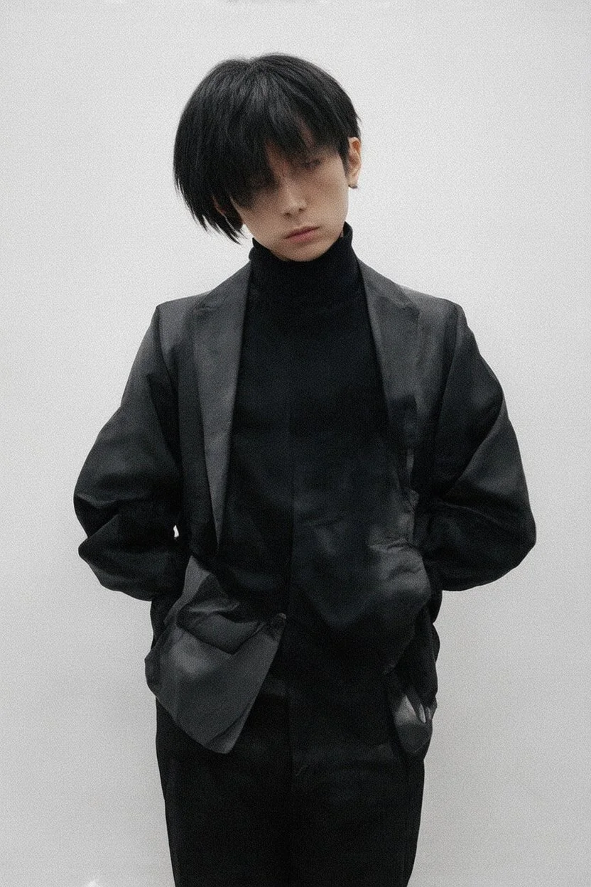 cypher punk turtleneck-clad silhouette mining code in a Tokyo lab