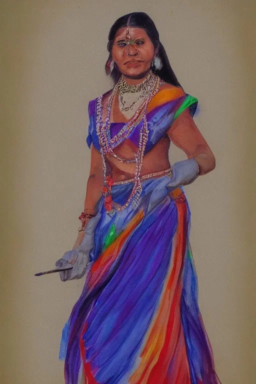 Portrait lady, full body shot, full-color medium shot indian