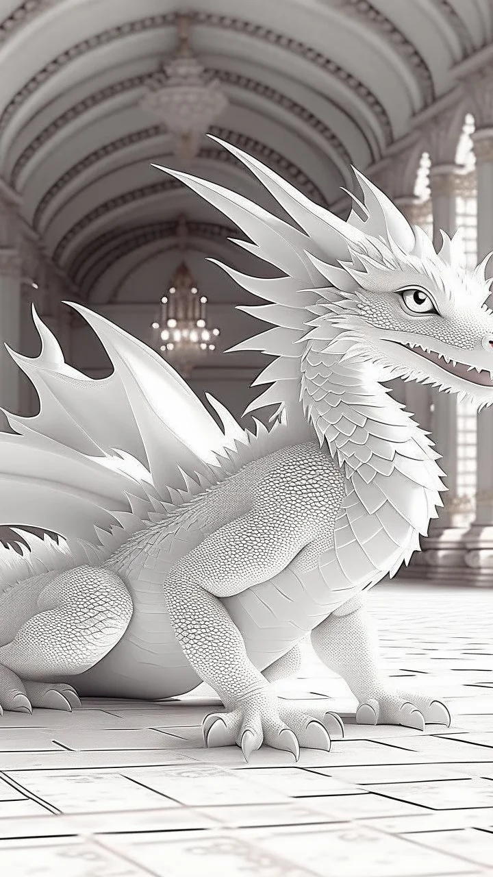 Specially Masterpiece fluffy adorable baby white dragon,run around the Palace