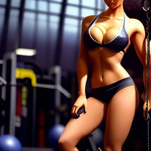 fullbody portrait 'beautiful face sexy Busty Lorna workingout at gym',hyperrealistic skin,Hyperrealistic crystal clear eyes,painting by gaston bussiere, greg rutkowski, yoji shinkawa, yoshitaka amano, tsutomu nihei, donato giancola, tim hildebrandt,Paolo Serpieri, oil on canvas, cinematic composition,sharp image, extreme detail,((fit full head inside picture)),32k