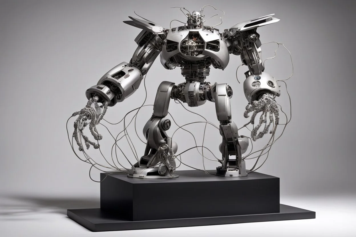 Скульптура-трансформер: С помощью механизма или гидравлики статуя может менять свою форму, имитируя различные процессы: распускание цветка, движение планет, эволюцию молекул.