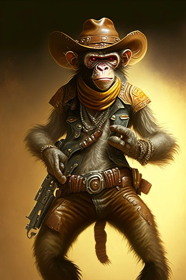 bounty hunter monkey cowboy with 2 pistols