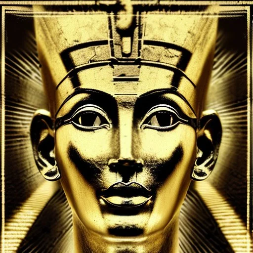 Double exposure of a golden and silver photo of the face of the pharaonic goddess Nefertiti and stairs inside a pyramid, black and yellow photo, a staircase, by John Alexander, stairs, a winding staircase inside a pyramid, inspired by Jerry Schatzberg, stairs to heaven, fine art photography, by Rodolfo Escalara, illustration, by Albert Cotin, beautiful, stairs, inspired by Rudolf Hausner, staircase 1