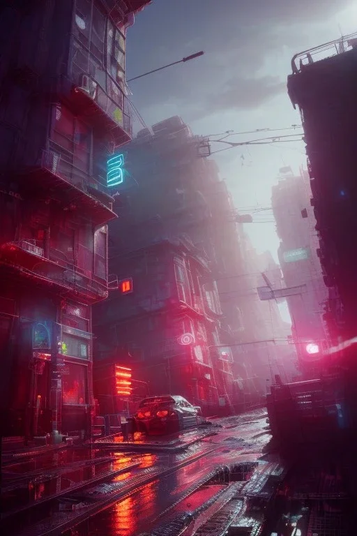 He world is falling apart and you like that,robot city, 3d ambient,3d depth, neon light,incredible, realistic, incrate detail