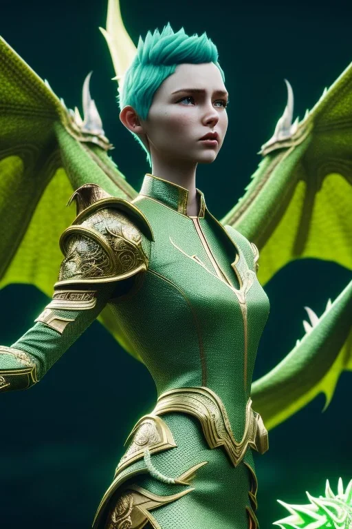 otherworldly women with short green hair and dragon wings wearing only dragon scales,mythical,fantasy , magnificent, majestic, highly intricate, Realistic photography, incredibly detailed, ultra high resolution, 8k, complex 3d render, cinema 4d.