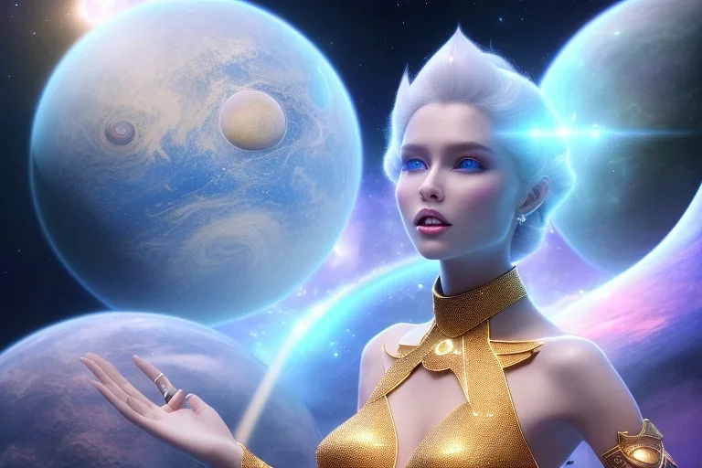  beautiful cosmic woman, nice smiling, magic glamour make up, delicate colors, beautiful glamour galactique dress, ultra sharp focus, 8k, unreal engine 5, extremely sharp detail, light effect, soft light atmosphere of a spaceship, smooth, full of details, face in front, complete vision of face and hair and body