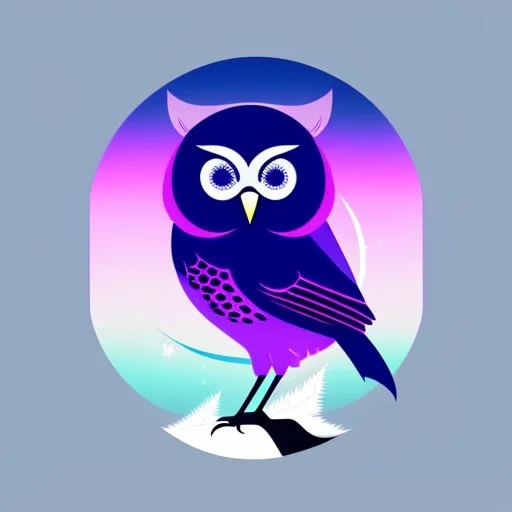 Owl + moon. Logo design minimalist. Soft colors.