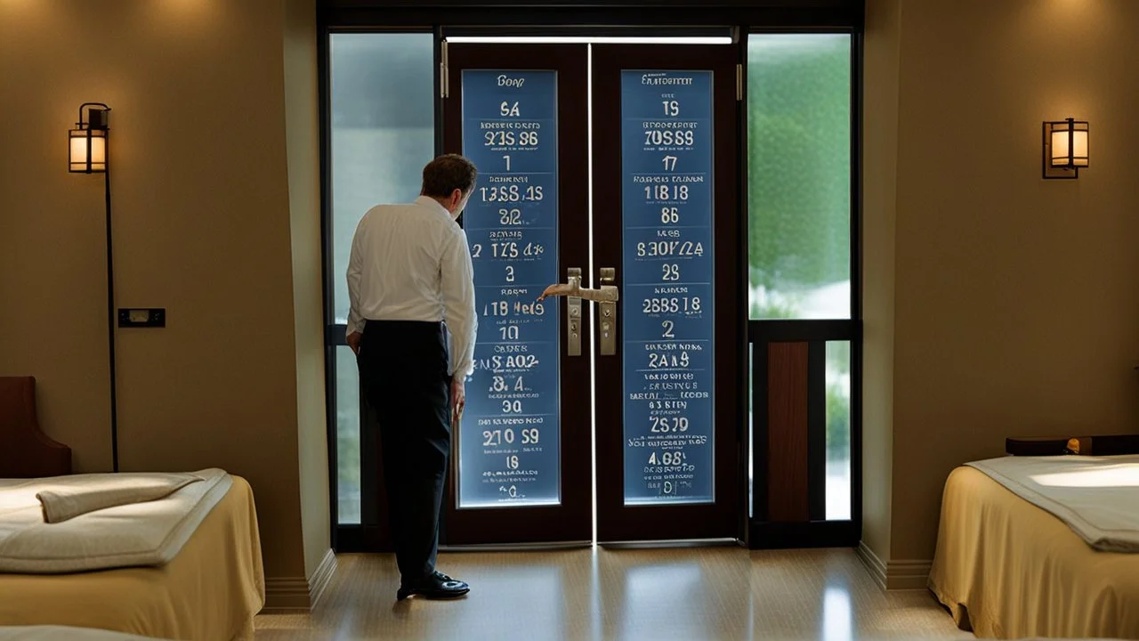 guy tastesthe numbers on his hotel room door