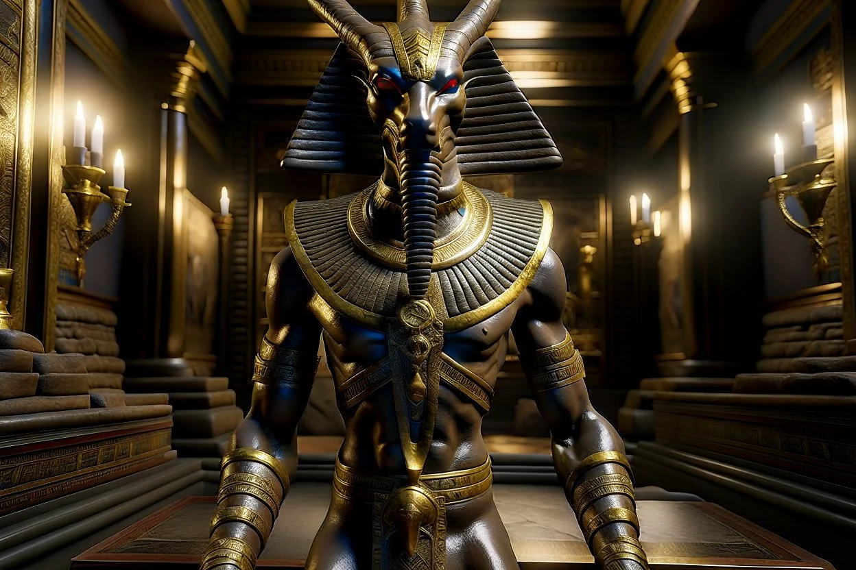 ancient Egypt Design and create a photorealistic image Anubis