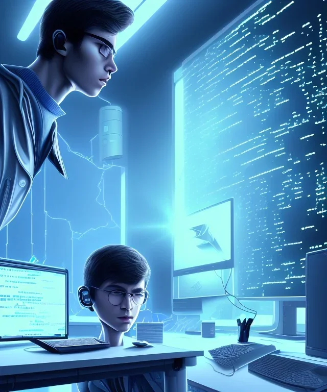  Akira, a young hacker and rebel, sat at his computer, typing furiously as he tried to crack the security systems of the corrupt megacorporation he was targeting.