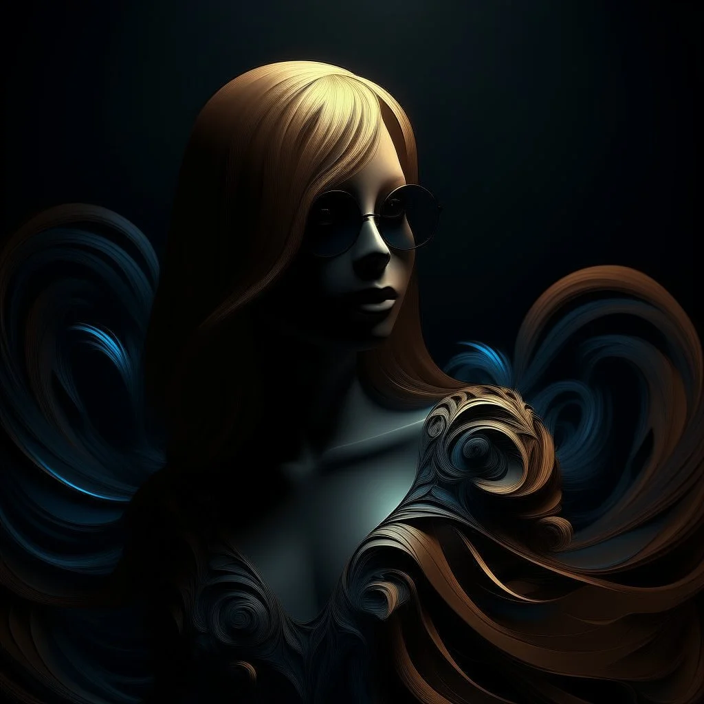 3d image . woman. dark shadows