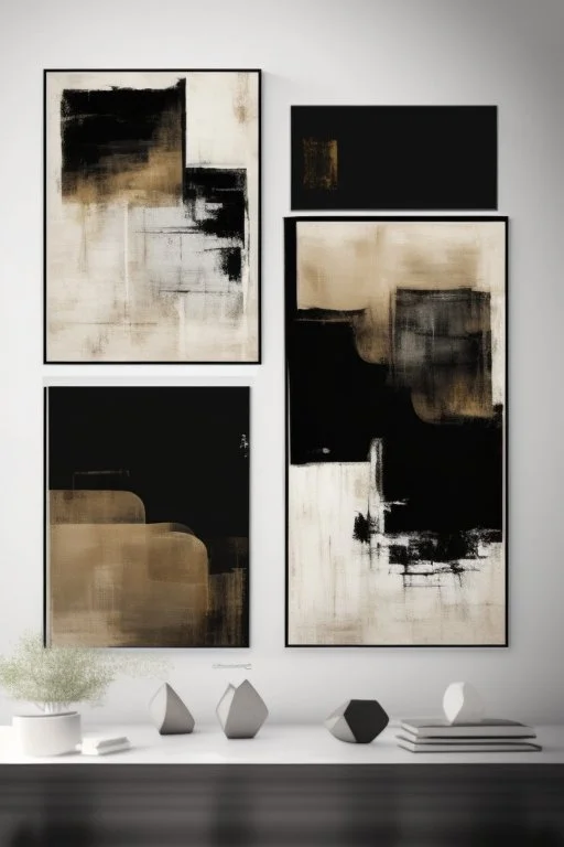 Modern Neutral Abstract Printable Wall Art Set of 3. Black & Beige Wabi Sabi Abstract Prints, Minimalist Zen Gallery Wall, Japandi Wall Art