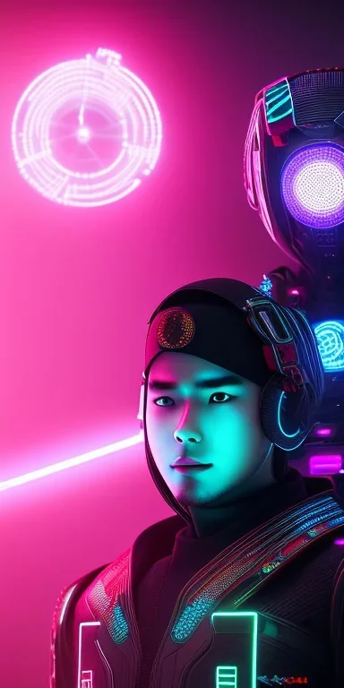 Itachi with cyber glowing swords, cyberpunk, full body, realistic, intricately detailed, neon lighting, vivid colors, neon, 64k