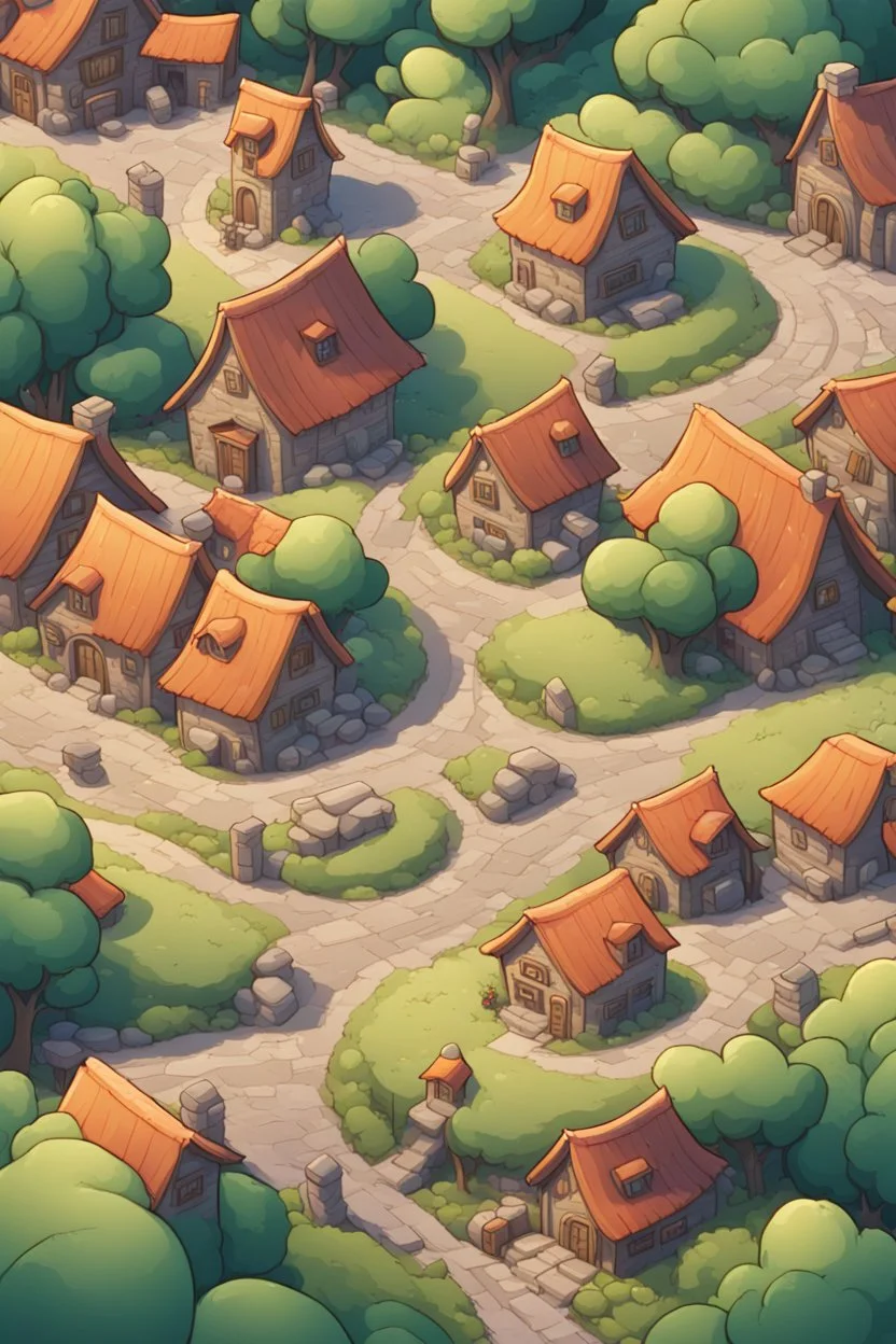 background, cartoon, top down village