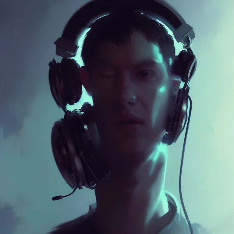 8K resolution concept art portrait by Greg Rutkowski, DJ, headphones, performance