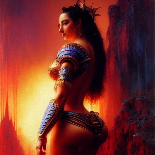 Drawing of beautiful face,'beautiful booty,Busty Orchid Mantis',intense stare, ancient skintight armor, balanciaga fashion clothe painting by gaston bussiere, greg rutkowski, yoji shinkawa, yoshitaka amano, tsutomu nihei, donato giancola, tim hildebrandt Pan Oil on canvas, cinematic composition, extreme detail,fit full head inside picture,16k