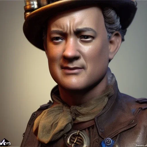 Tom hanks steam punk character very detailed cinematic unreal engine photo realistic