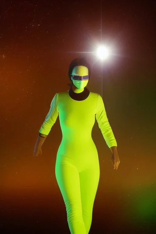 Full body portrait, painting, medium shot lady Spacecore skin-tight volumetric hyperrealistic nuclear waste glow clothing