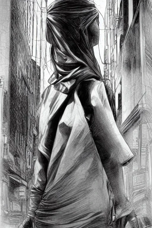 street, god walking, model style, hyper realistic, accurate, delicate, extremely detailed, Graphic novel style, wide-angle, front view, open aperture, superfine pencil