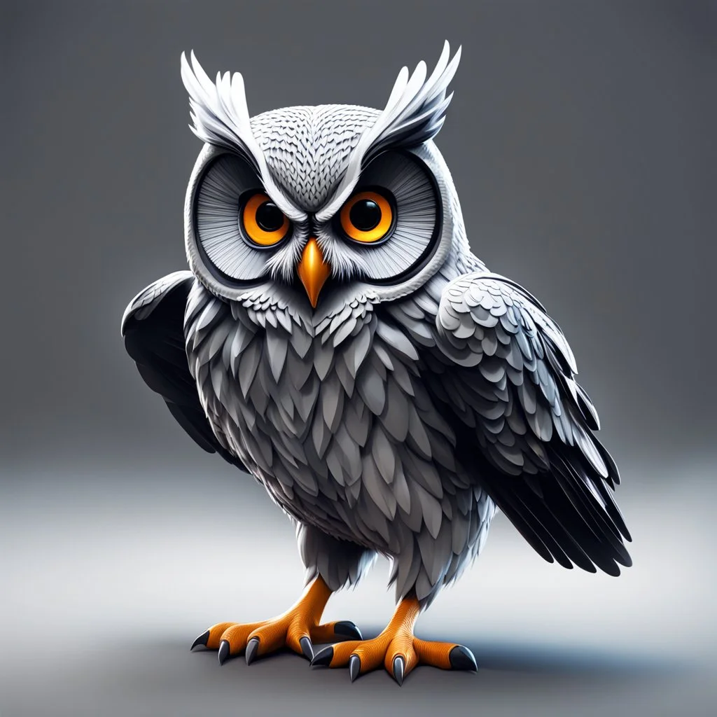 Illustrative sketch of a Pixar 3D image of an angry humanoid owl, ultra quality, 8k