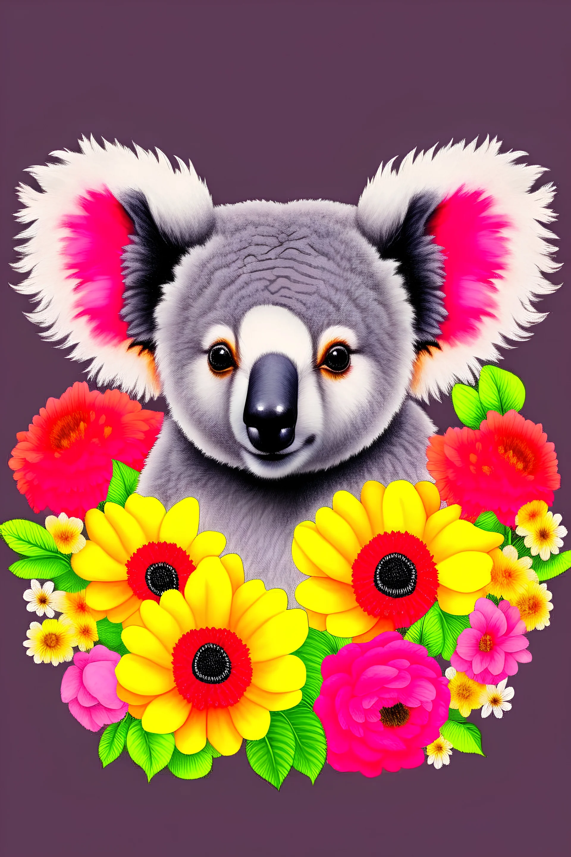 Koala with flowers