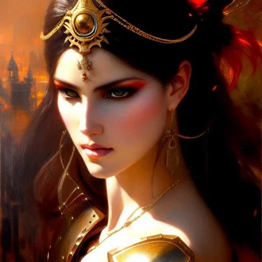 portrait beautifull face girl medieval metal armor balanciaga fashion clothe painting by gaston bussiere, greg rutkowski, yoji shinkawa, yoshitaka amano, tsutomu nihei, donato giancola, tim hildebrandt, oil on canvas, trending on artstation, featured on pixiv, cinematic composition, extreme detail