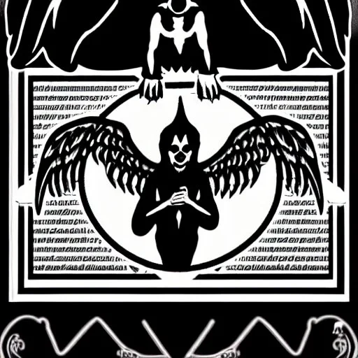 Angel code prophecy name words black and white Satan card