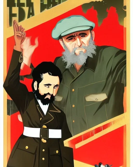 Fidel Castro seeing an anime girl poster