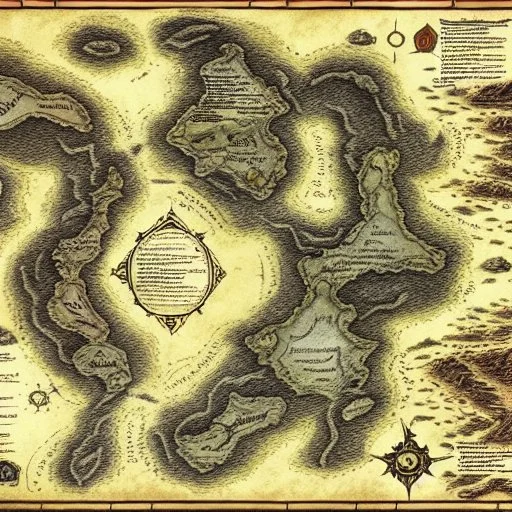 dnd, fantasy, map of the realm, black sand, map, parchment, illustration, river of blood, demonic