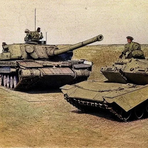 Russian tank, kherson, by Arthur Rackham, destroyed