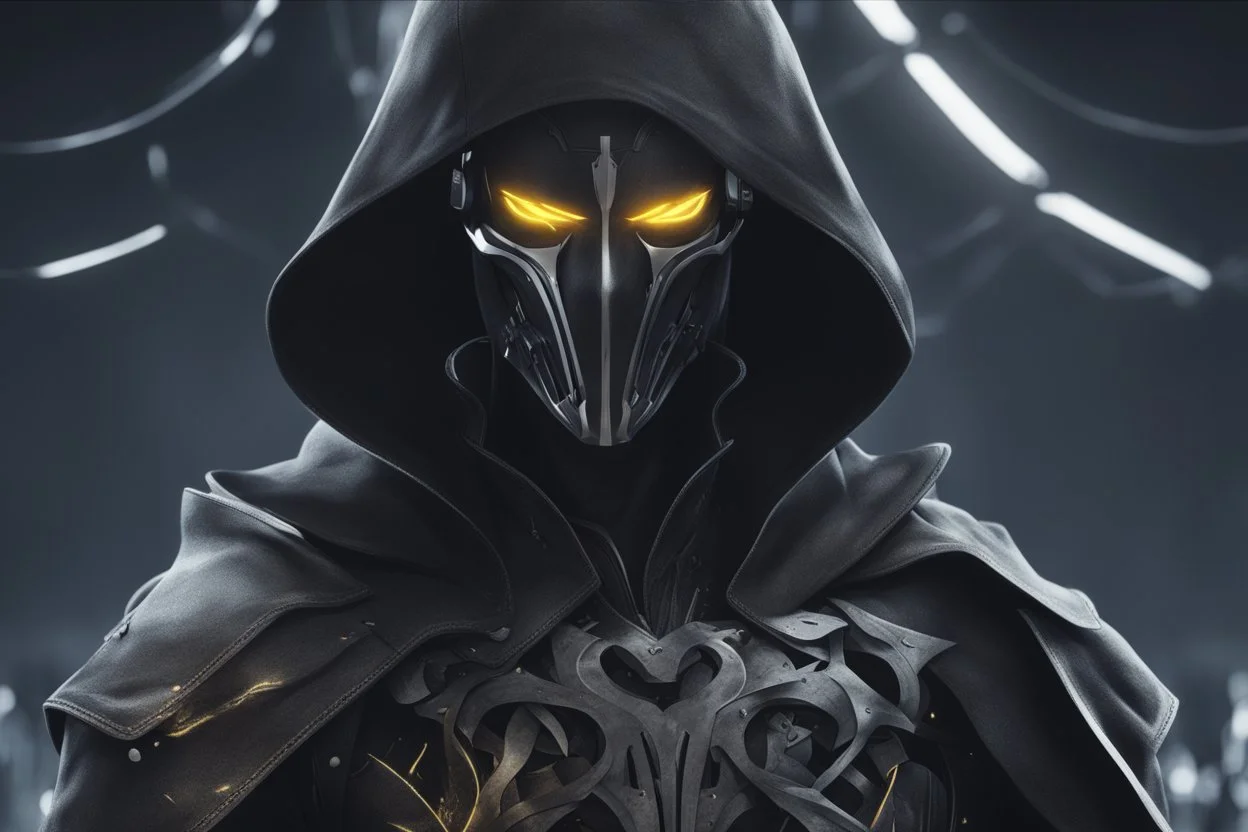 Reaper in 8k nier automata drawing style, venom them, cinematic mood, neon effect, close picture, bones, highly detailed, high details, detailed portrait, masterpiece,ultra detailed, ultra quality
