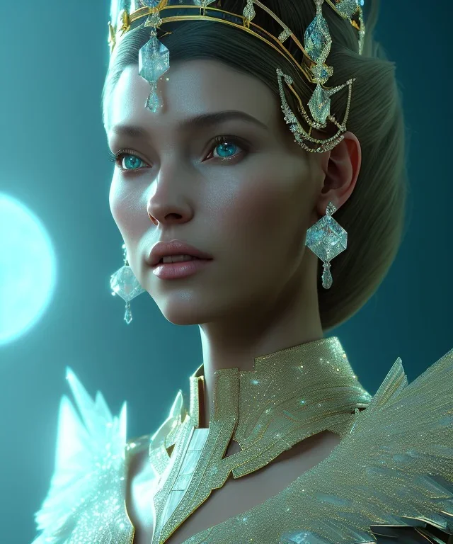 A portrait of a crystalised queen, atmospheric, realistic, unreal engine, cinematic lighting, octane render.