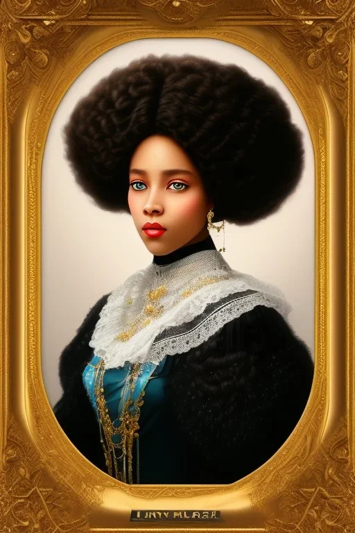 Portrait lady, full body shot, full-color long shot Afro-Victorian