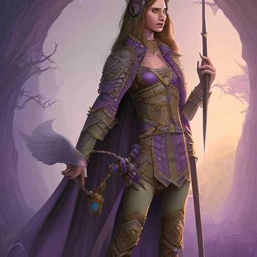 D&D character, female, vampire, druid, nature, tan skin, purple galaxy cloak