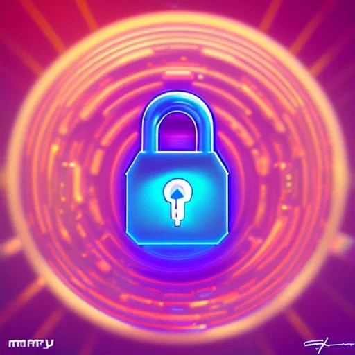 [[Modern lock and key, gradient background]] :: futuristic, lock, key, digital art, anime, studio ghibli style