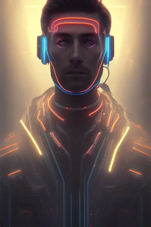 cyberpunk, head, men, portrai, tron